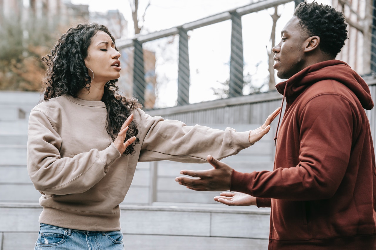 young couple arguing and fighting