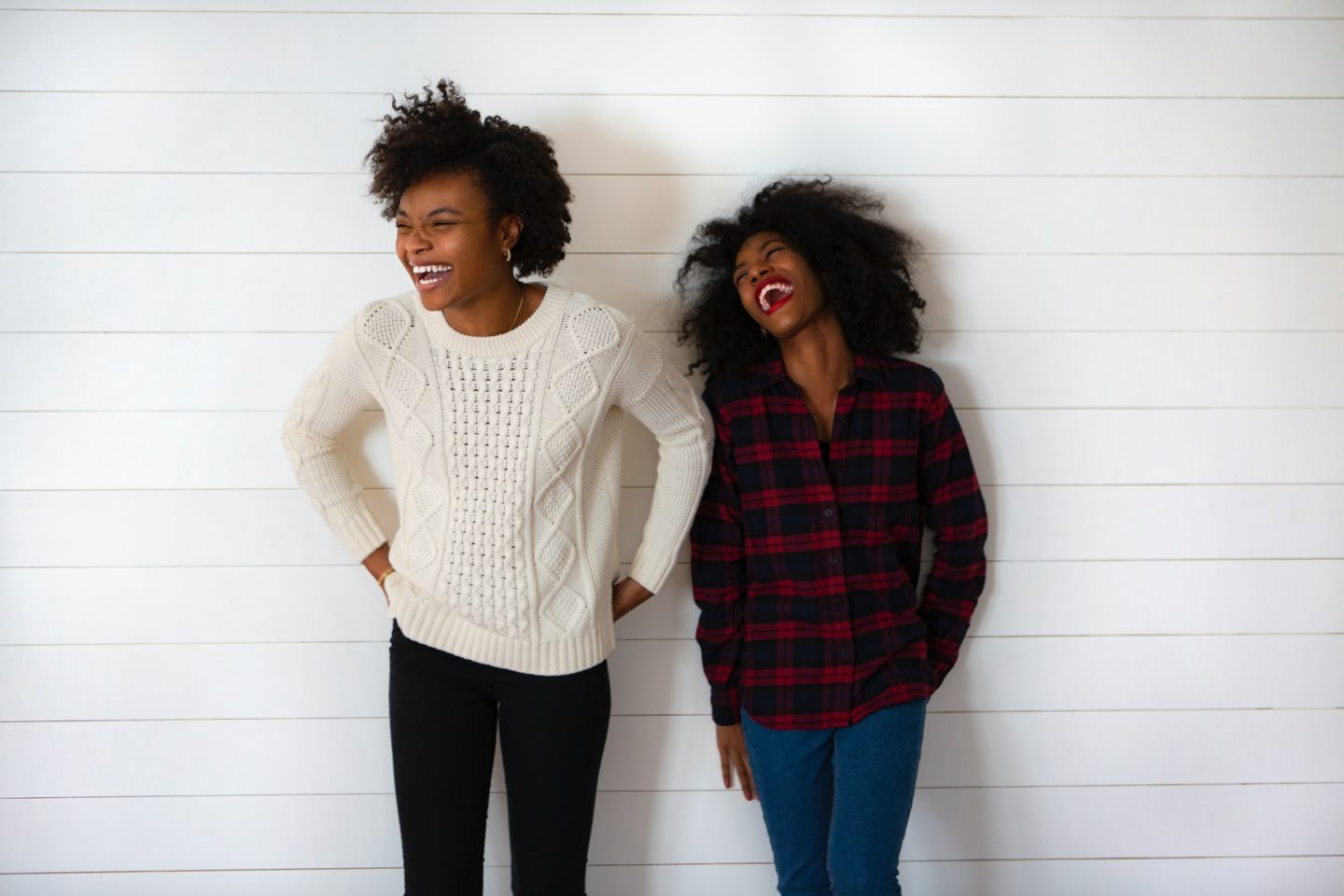 two friends laughing together